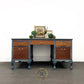 Blue Antique Claw and Ball Double Pedestal Office Desk By Cooke’s Ltd