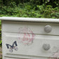 Stag Minstrel beside cabinet with 2 drawers & pullout tray painted in clotted cream