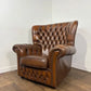 Brown Leather Button Back Chesterfield Arm Chair