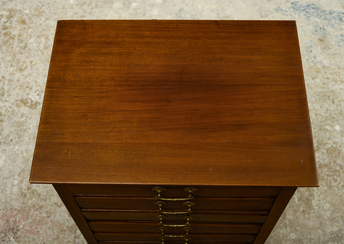 Mahogany Sheet Music Cabinet with Drop Down Front Drawers