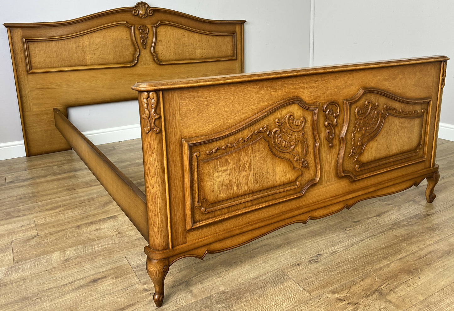 Bed Vintage French Louis XVI Style Double Frame Carved Headboard LOT 6391