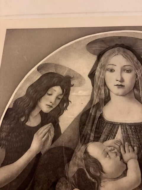 Vintage Religious Print – Virgin and Child with Saint John and an Angel after Botticelli