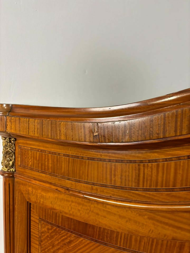 Early 20th French Style Walnut Veneered Bed Frame - 6ft Bed Frame With Gilt Metal