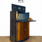 SOLD commissions available Navy Blue and Gold Art Deco Walnut Drinks Cabinet, cocktail cabinet, bar, sideboard, refurbished