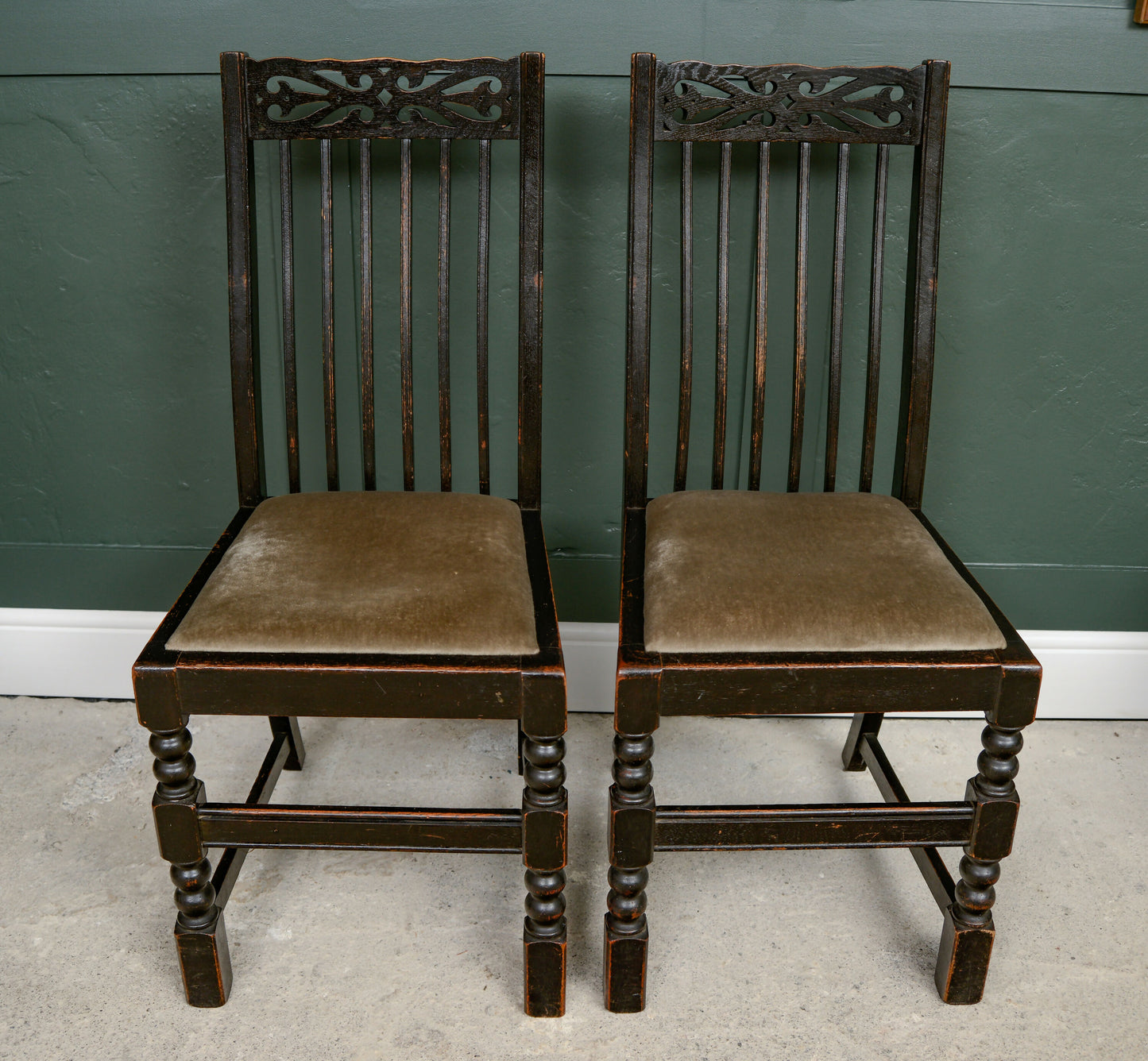 6 x Ebonised Oak Dining Chairs with Drop in Seats