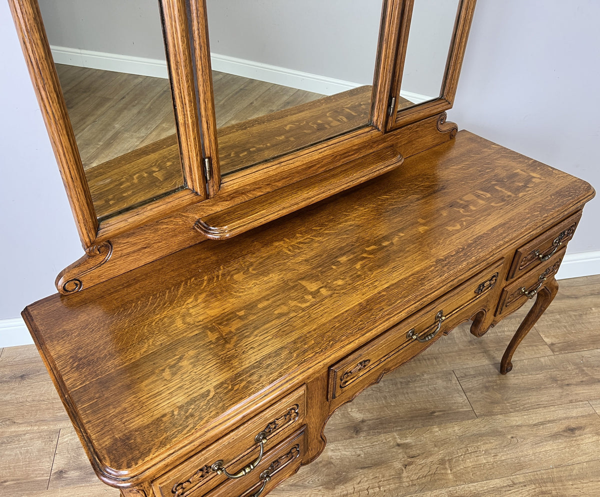 Dressing Table with Mirror Vintage French Louis Oak Vanity Table Makeup LOT 6600