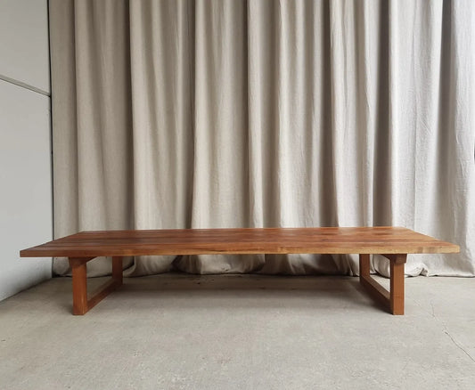 Vintage Mid Century Danish Pine Slatted Bench Seat Coffee Table Scandi Retro R477