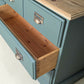 Large olive green rustic pine merchant sideboard/ chest of drawers