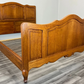 Bed Vintage French Louis XVI Oak Double Bed Frame Carved Headboard LOT 3664