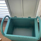 Lloyd loom turquoise vintage small storage ottoman