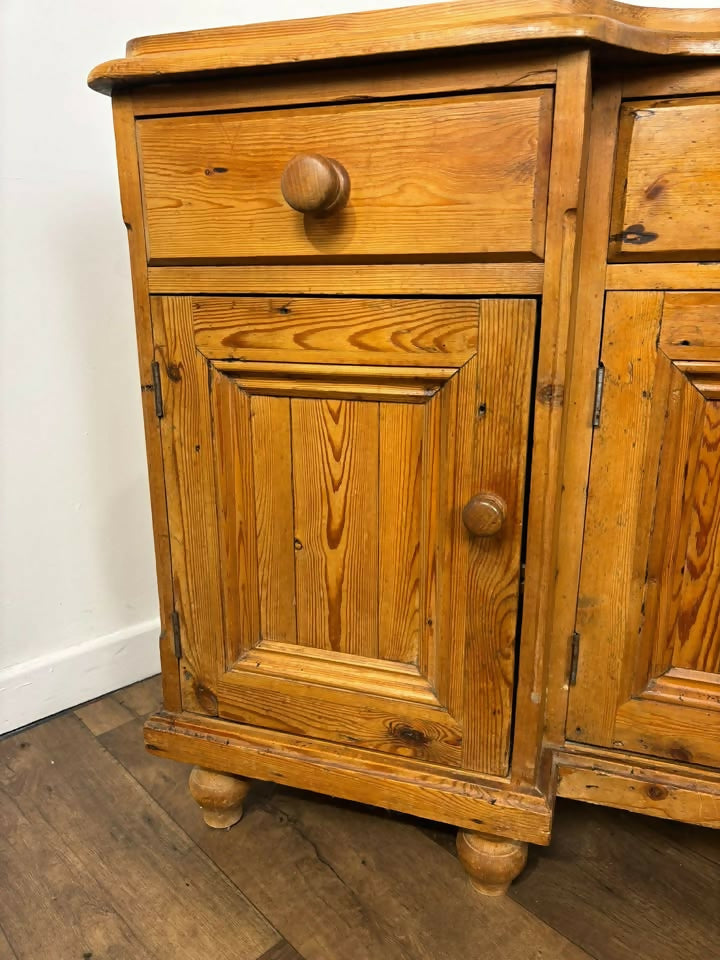 Vintage Stripped Pine Dresser Base / Sideboard