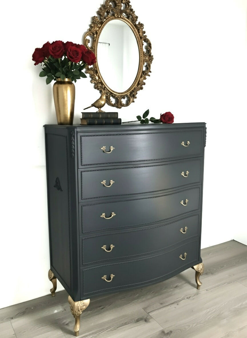 Black Louis chest of drawers in dark grey
