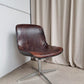 Vintage Mid Century Modernist Chrome Leather Swivel Chair By Charles Pollock #389