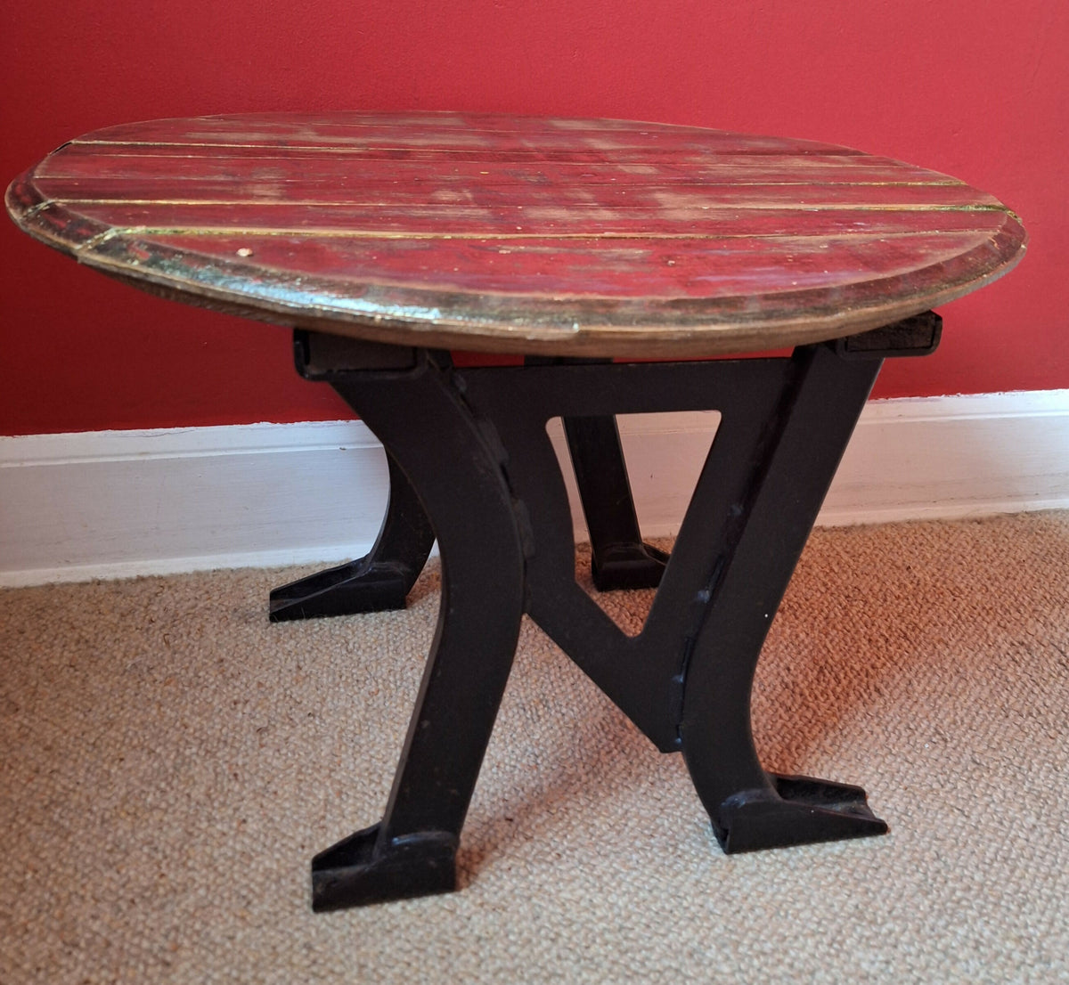 “Ambulance Legs” Whisky Barrel Top Coffee Table