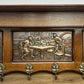 Coat Rack Vintage French Oak 6 Brass Hooks Wall Shelf Coat Hanger LOT 6552