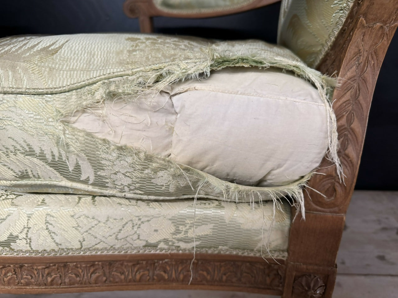 Generous Pair French Bergere Arm Chairs