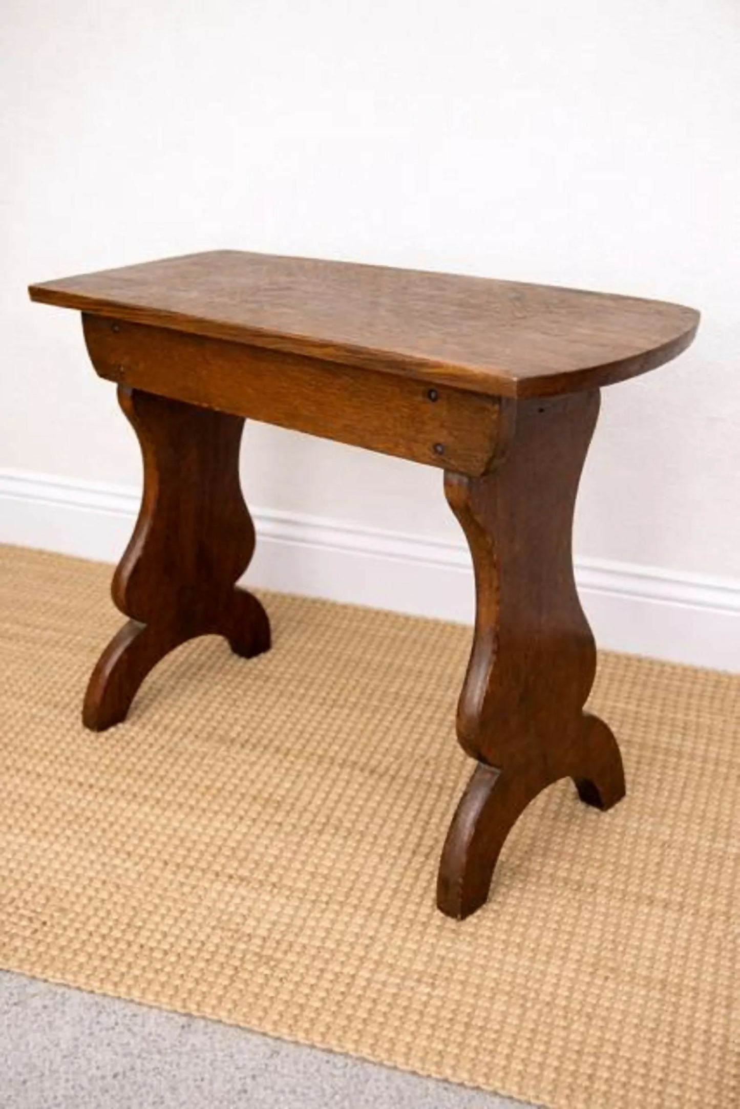 Antique Oak Stool | Rustic Oak Side Table | Vintage Lamp Table | Primitive Wooden Stool