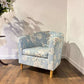 Contemporary Blue Patterned Upholstered Tub Chairv
