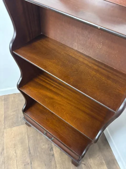 Vintage Mahogany Four Shelf Waterfall Bookcase