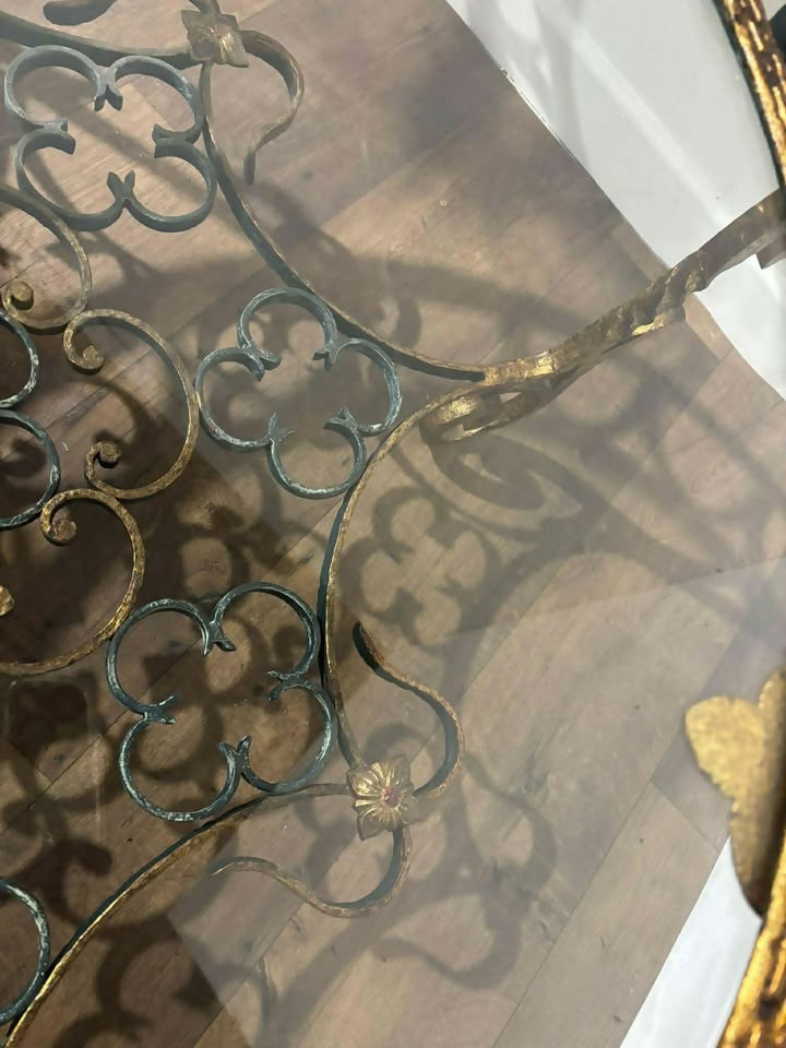 Ornate Reproduction Glass Topped Gilt Metal Framed Centre Table