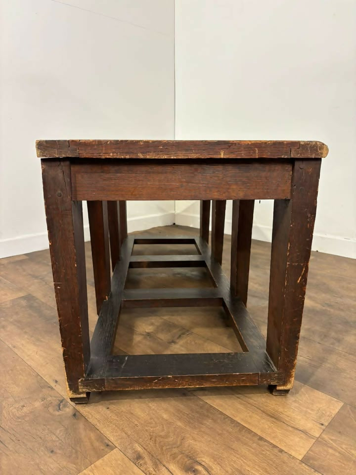 Edwardian Oak Luggage Stand / Hall Bench