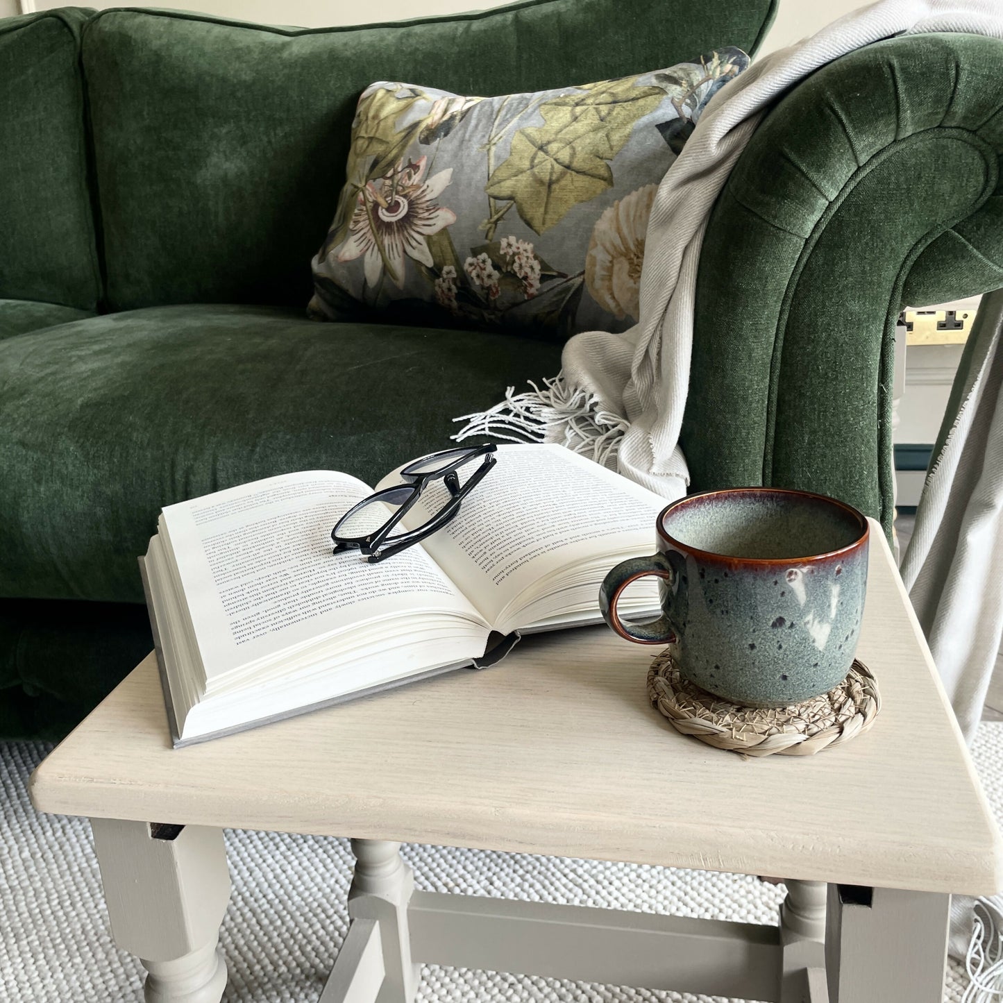 Oak Nest Of Tables | Hand Painted Side Tables Set | Solid Wood Living Room Furniture | Modern Traditional Nesting Tables