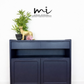 Navy Blue Nathan slim sideboard, retro hallway table, teak console, vintage, narrow, small drinks cabinet