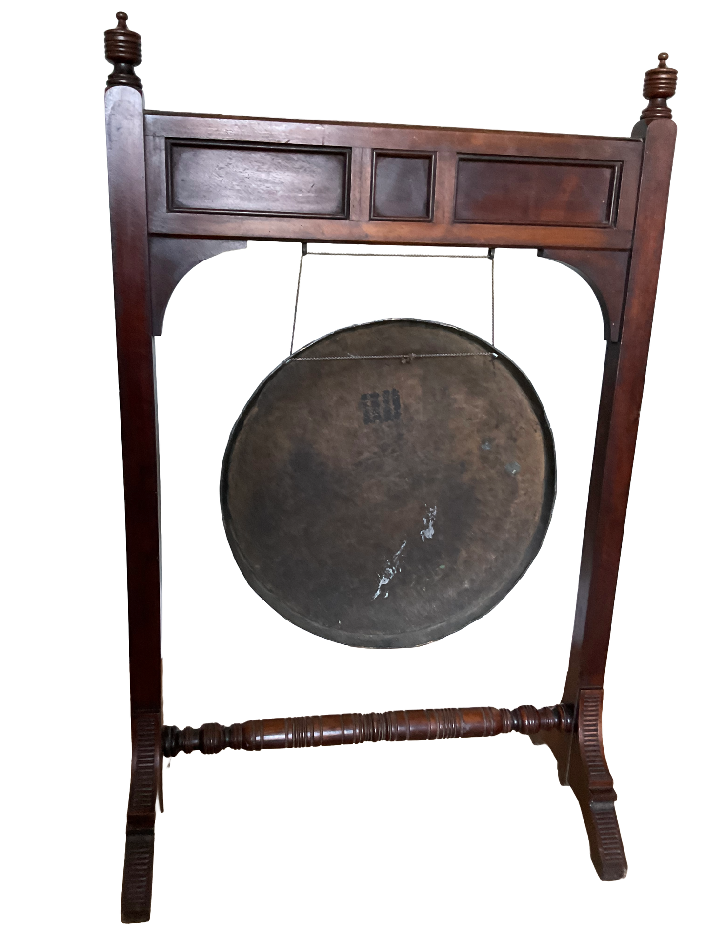 Walnut-Framed Dinner Gong with Brass Gong