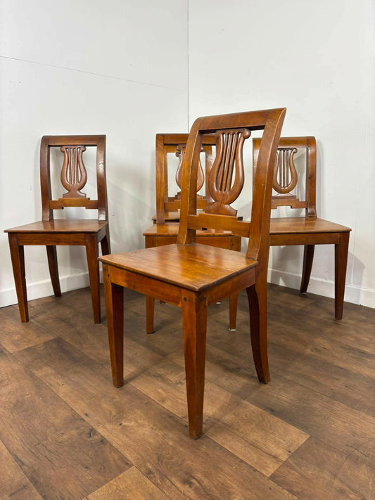 Antique Set of Five Mahogany Lyre Back Dining Chairs