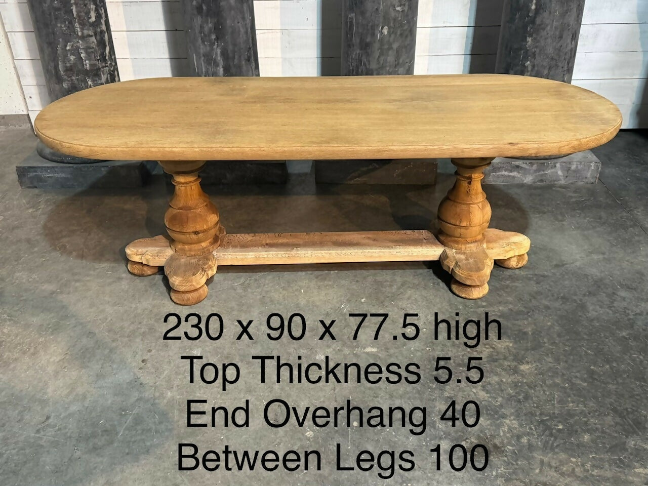 French Bleached Oak Monastery Dining Table