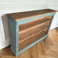 Vintage rustic solid pine green bookcase