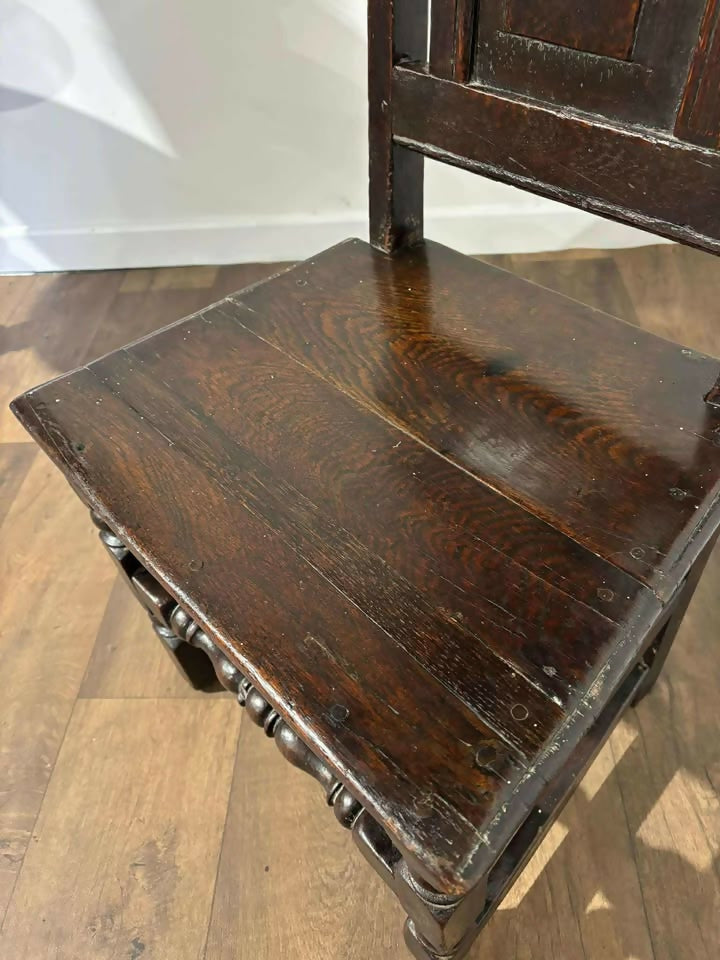 Early Georgian Oak Panel-Back Side Chair