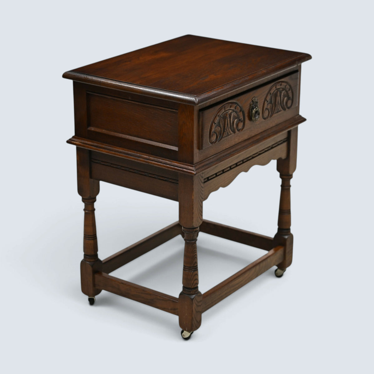Old Charm Side Table Lamp Table Tudor Brown Finish With Drawer FREE UK Delivery