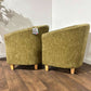 Pair of Chenille Lime Green Tub Chairs