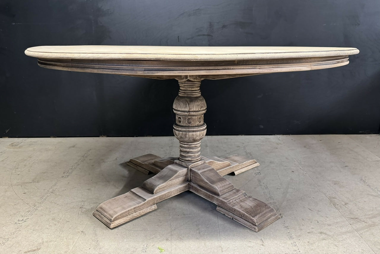 Large Round Oak Farmhouse Dining Table