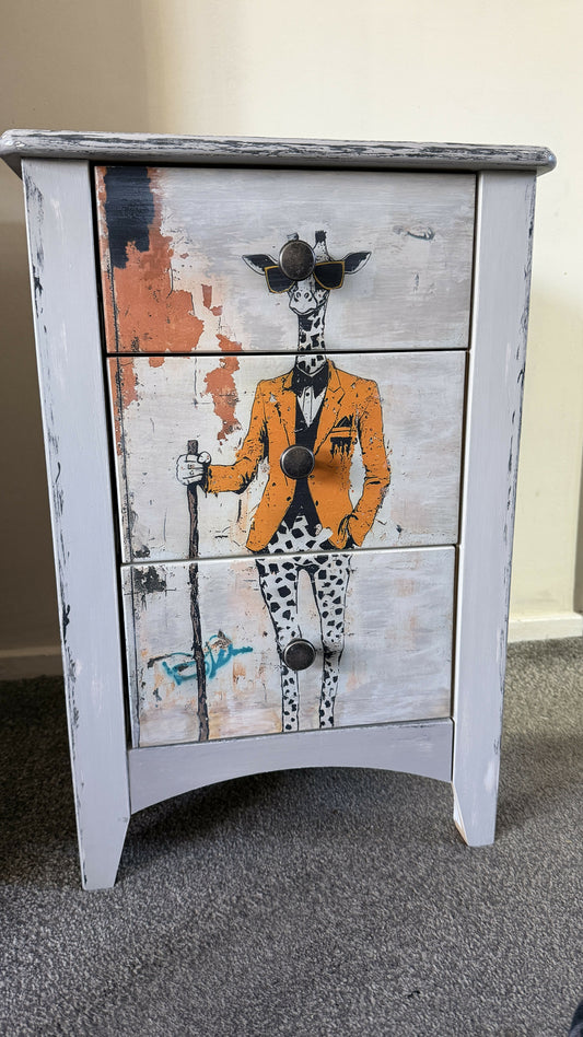 Funky Giraffe Upcycled Bedside Table