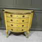 Vintage Yellow Painted Chest Of Drawers Italian Origin Gilded Banding Late 1890’s