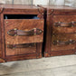 Bespoke English vintage bedside cabinets - custom wood framed - luxury hand dyed leather nightstands