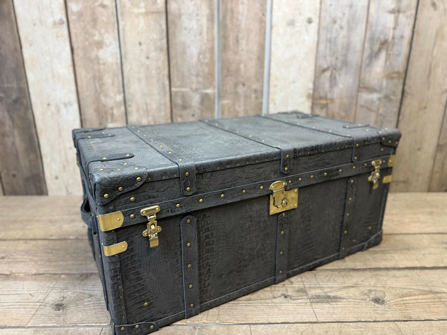 charcoal grey mock crocodile reception trunk