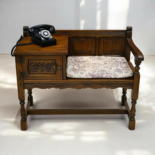 Old Charm Telephone Table Hall Table/Cupboard Light Oak Finish FREE UK Delivery