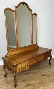 Vintage Dressing Table with Mirror French Oak Louis Vanity Table Makeup LOT 4927