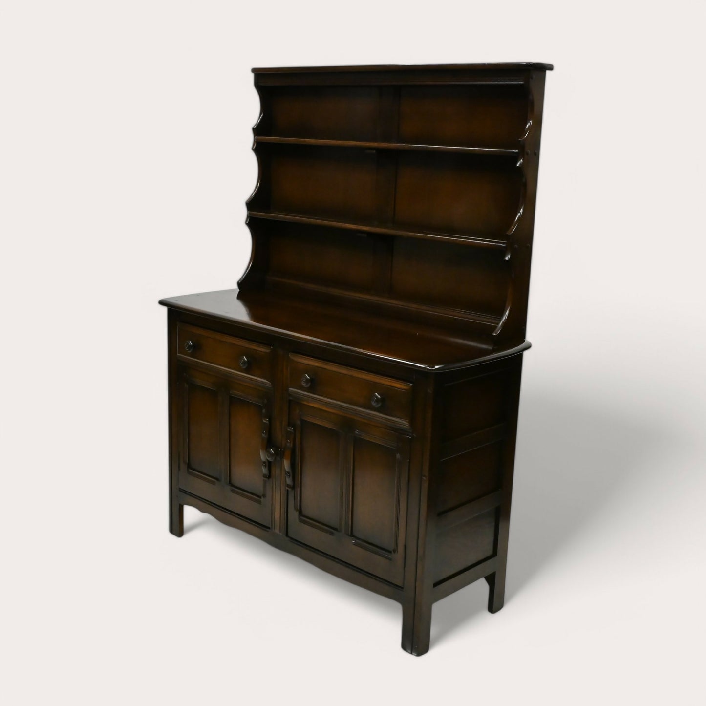 Ercol Welsh Dresser 2 Drawers 2 Cupboards Shelving 1970s Dark FREE UK Delivery. SBR10105/2002E