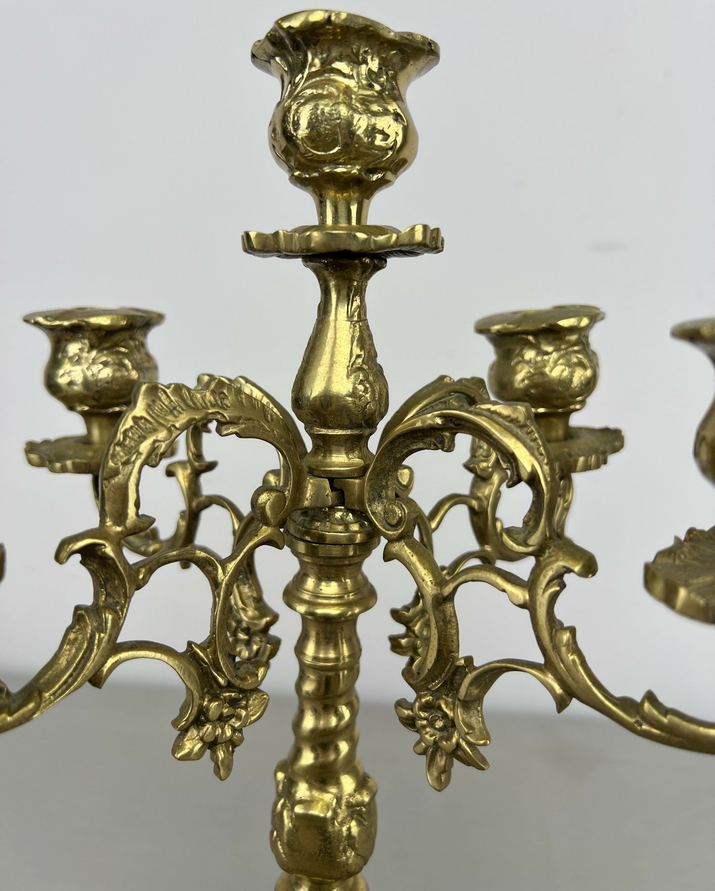 Candelabra Vintage French Style Brass Five Arm Ornate Candle Holder LOT 6423