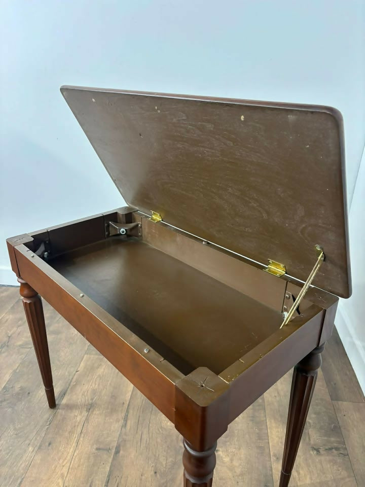 Reproduction Mahogany Storage Table with Lift-Up Top