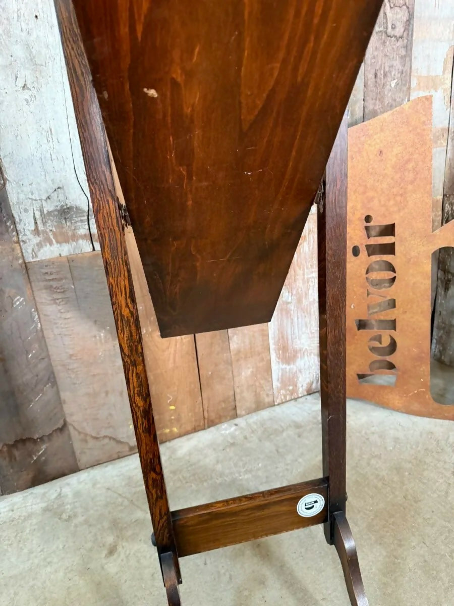 Vintage Edwardian Art Deco Oak Bevelled Cheval Dressing Mirror, c1930