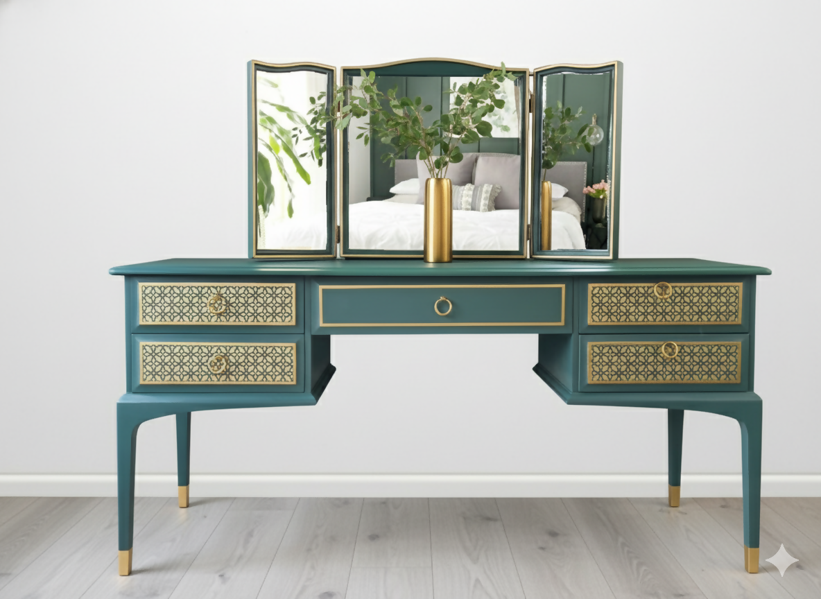 Stag minstrel green and gold dressing table