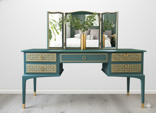 Stag minstrel green and gold dressing table
