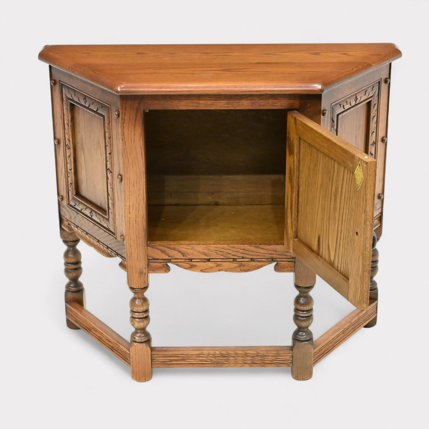 Old Charm Canted Table With Cupboard Finished In Tudor Brown* FREE UK Delivery. SBR10844/1908E