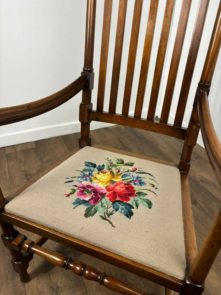 Reproduction Bar Back Mahogany Framed Armchair