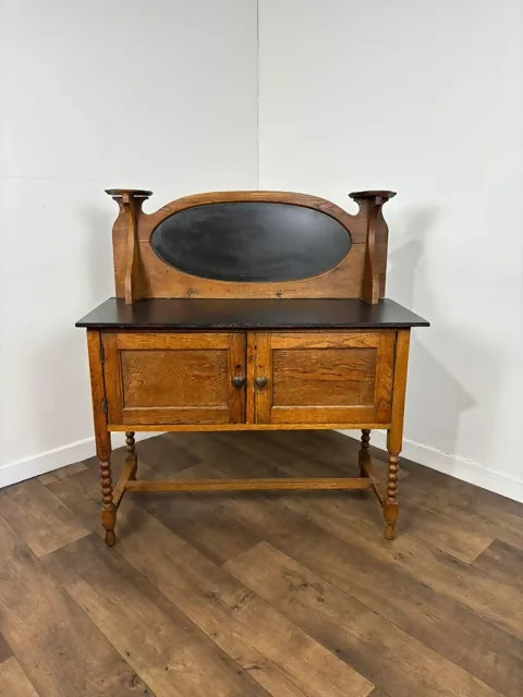 Edwardian Oak Marble Top Washstand